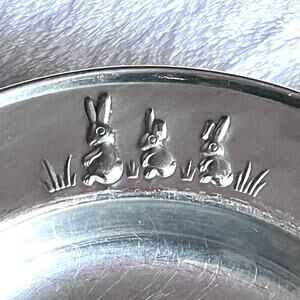 Selandia Japan 18/8 Stainless Steel Bunny Rabbit Plate Trinket Dish Embossed